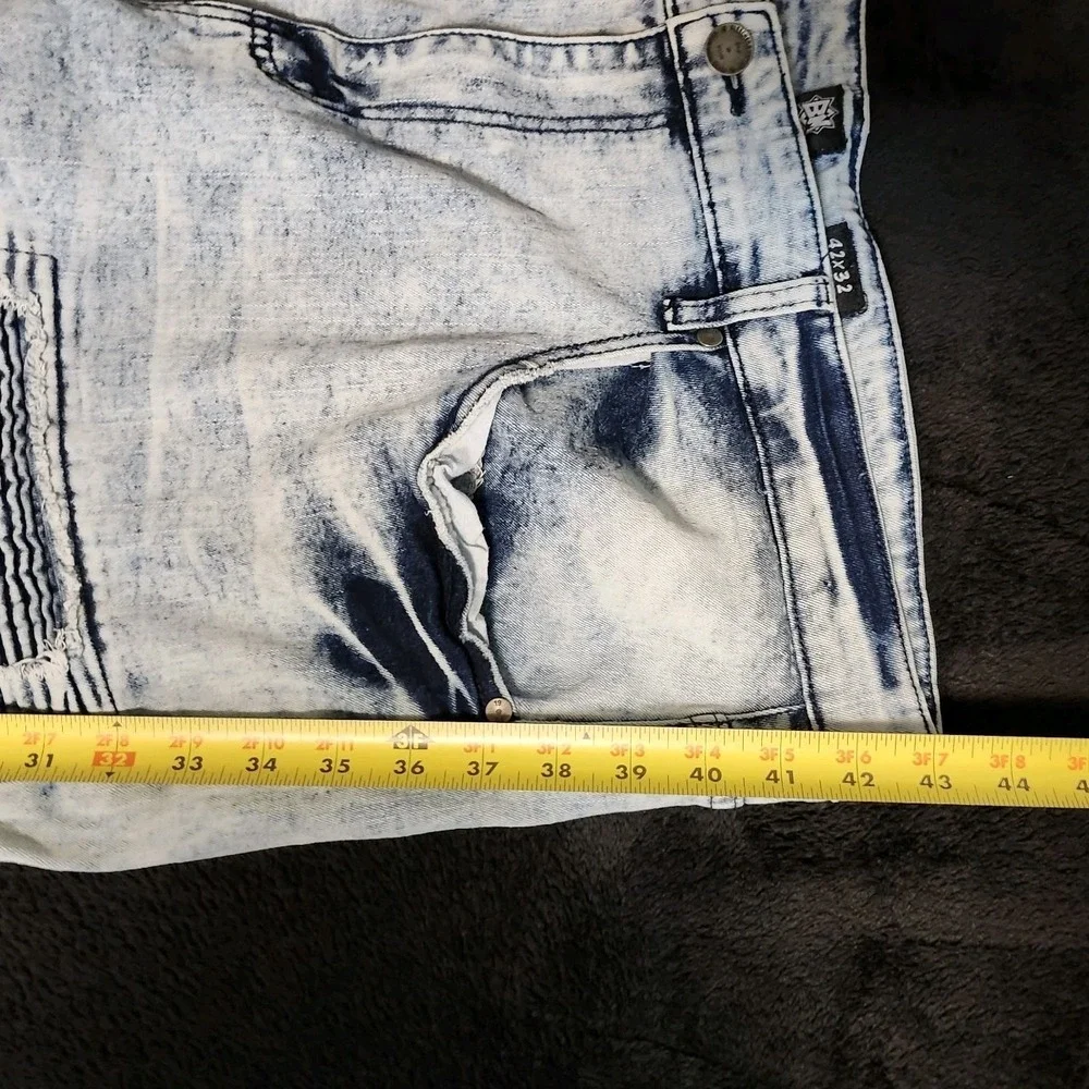 Bleecker & Mercer Mens Jeans Size 42x32 Slim Acid Wash Denim Distressed